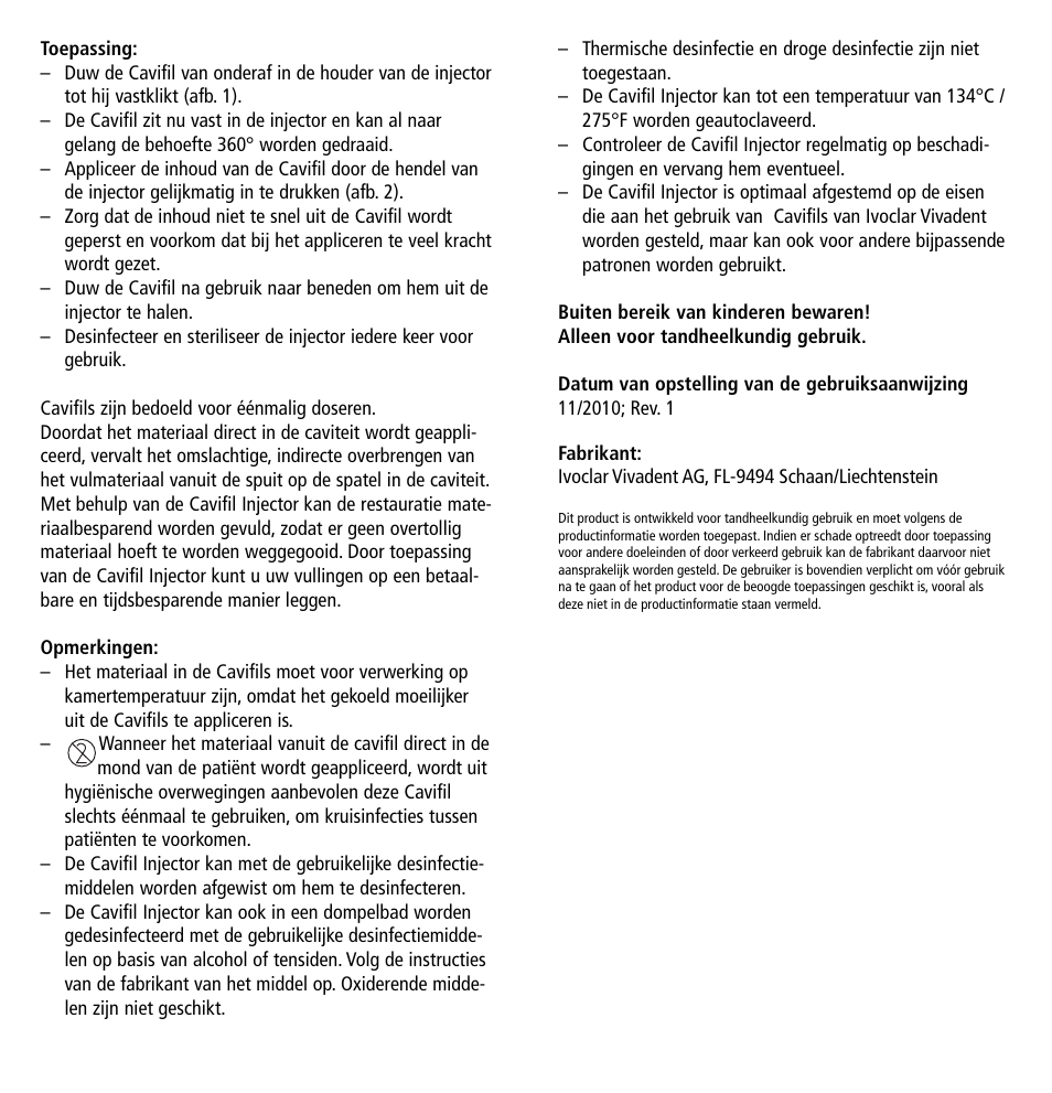 Ivoclar Vivadent Cavifil Injector v.2 User Manual | Page 17 / 24
