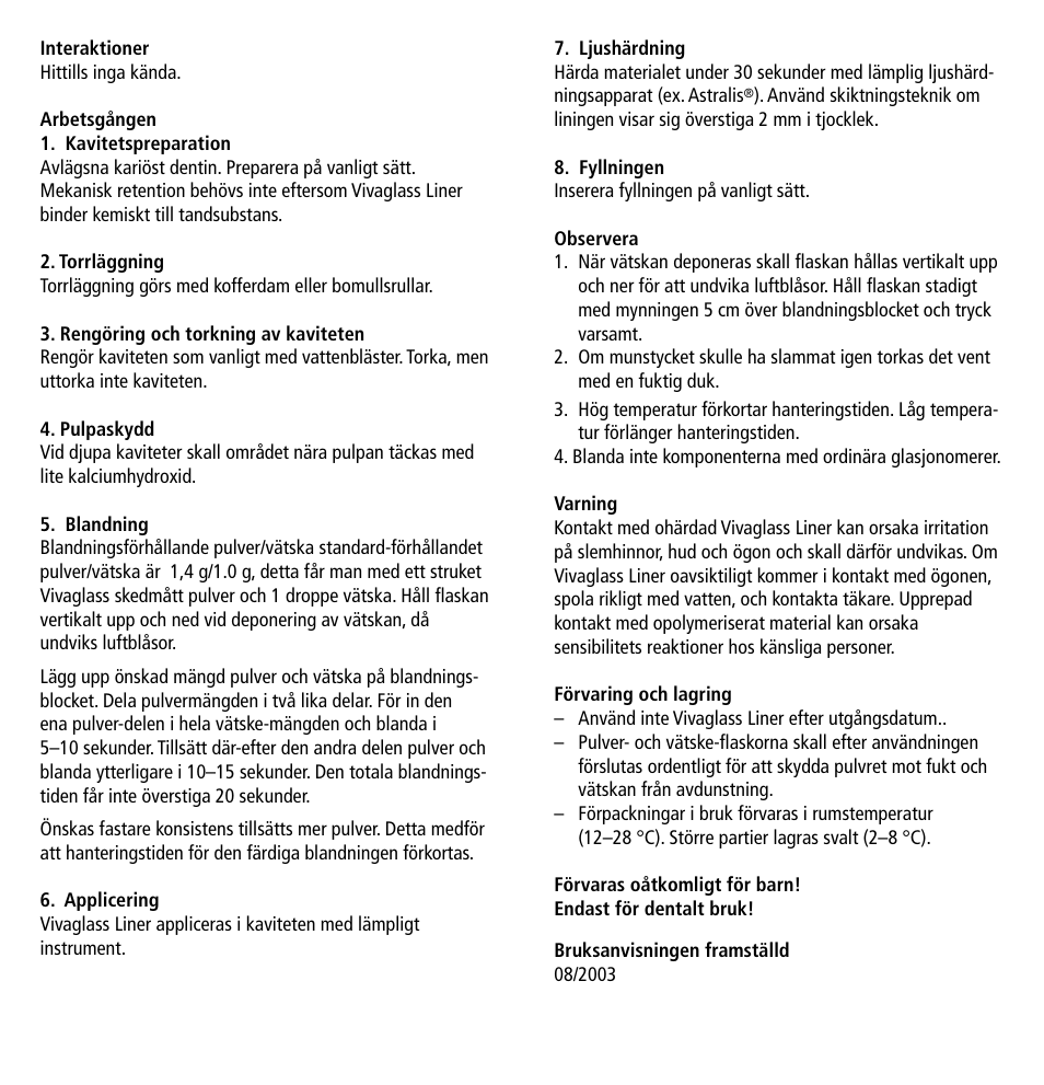 Ivoclar Vivadent Vivaglass Liner v.1 User Manual | Page 14 / 24