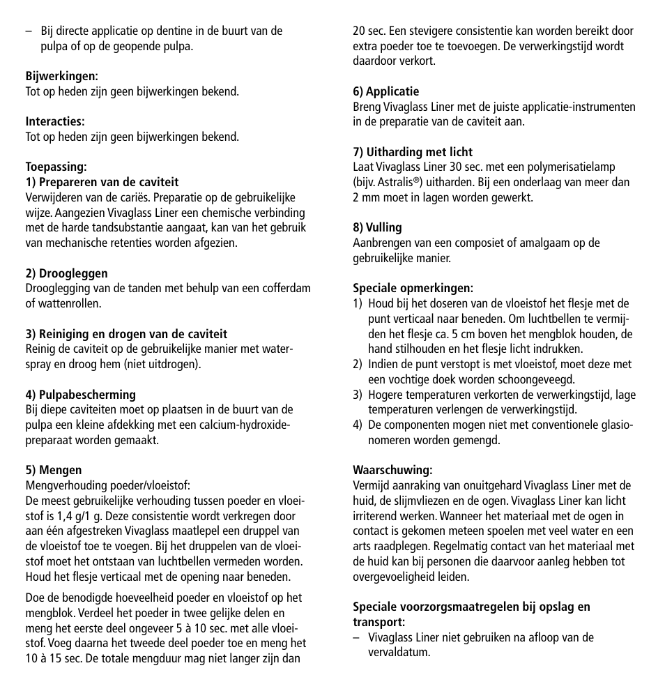 Ivoclar Vivadent Vivaglass Liner v.1 User Manual | Page 20 / 24