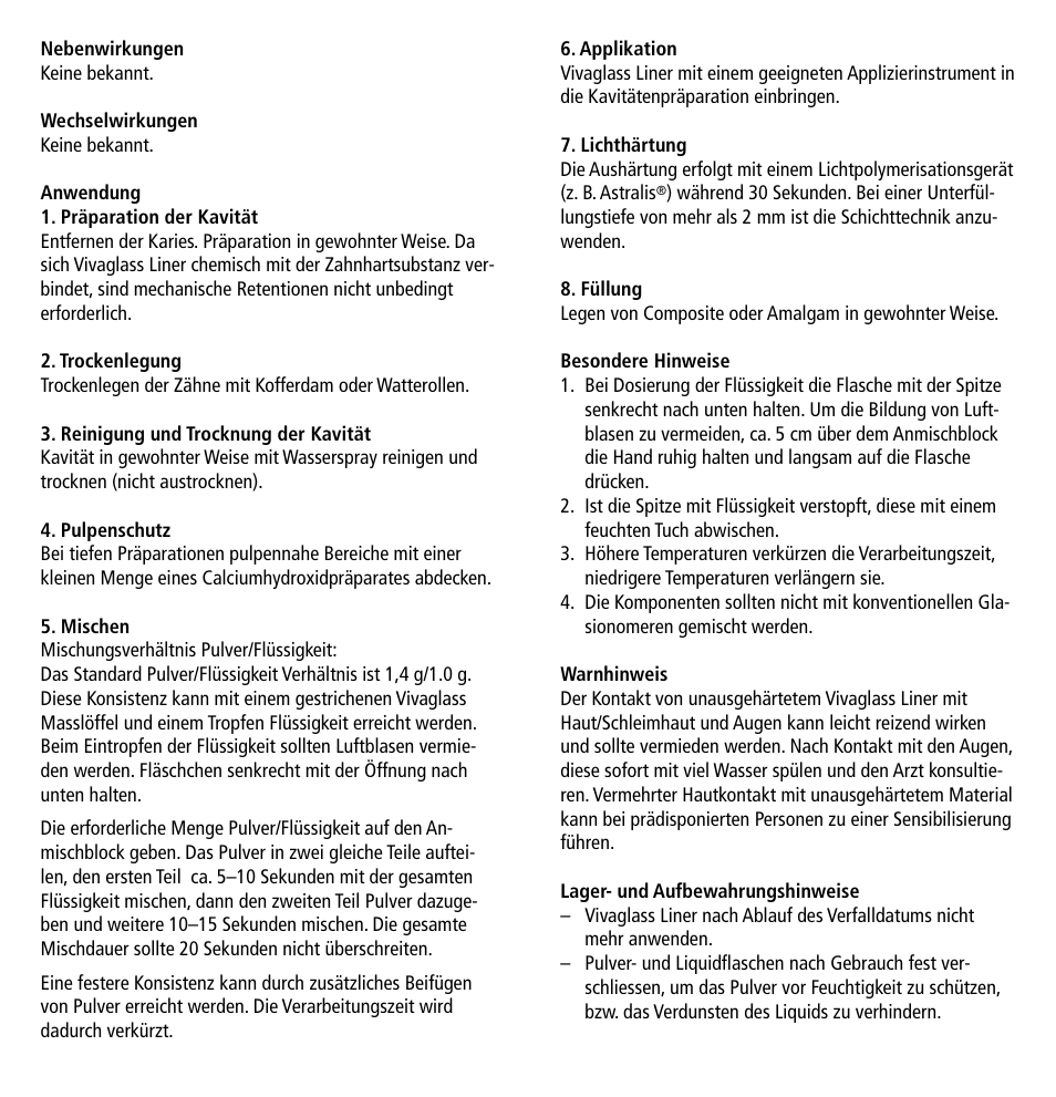 Ivoclar Vivadent Vivaglass Liner v.1 User Manual | Page 4 / 24