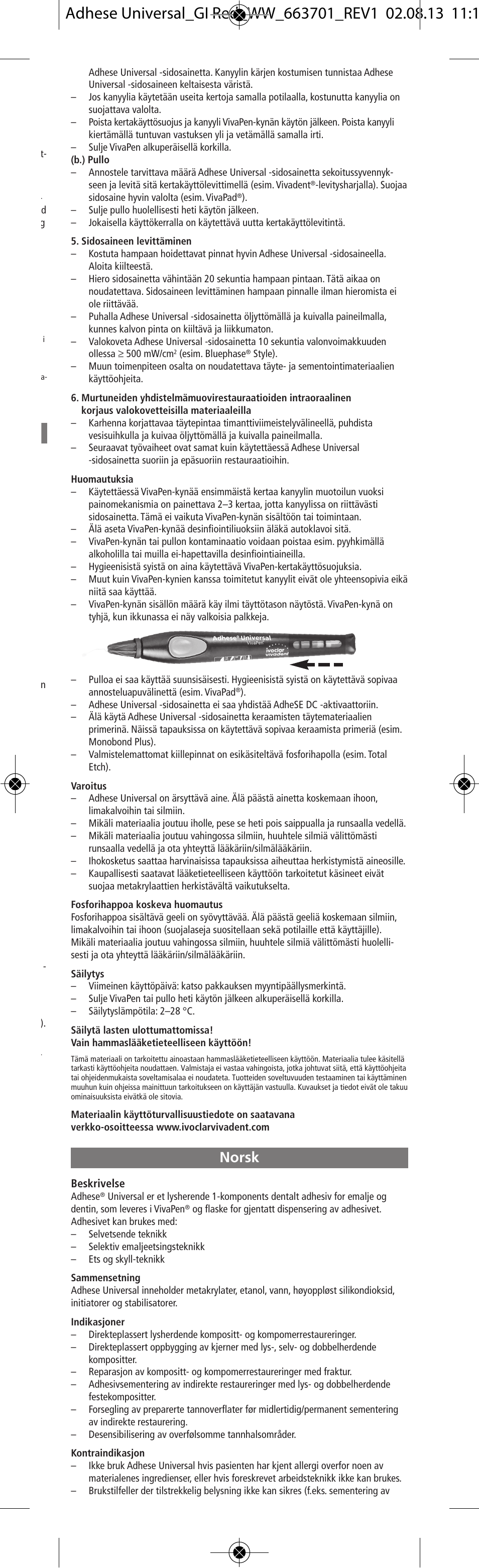 Norsk | Ivoclar Vivadent Adhese Universal v.2 User Manual | Page 15 / 48