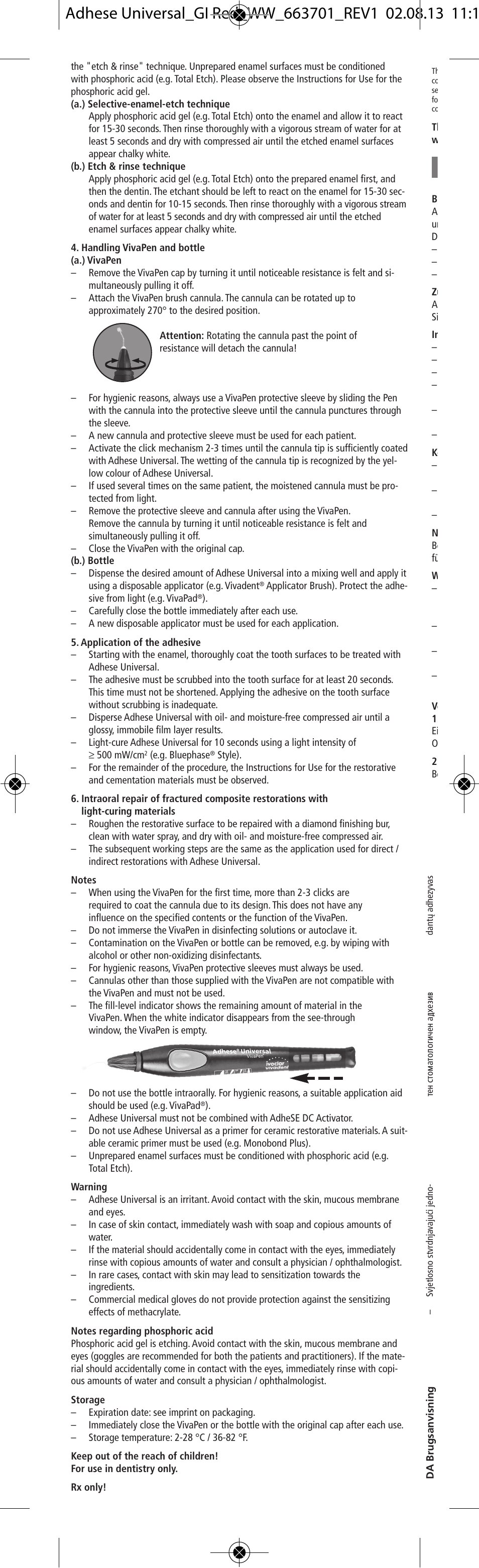 Ivoclar Vivadent Adhese Universal v.2 User Manual | Page 2 / 48