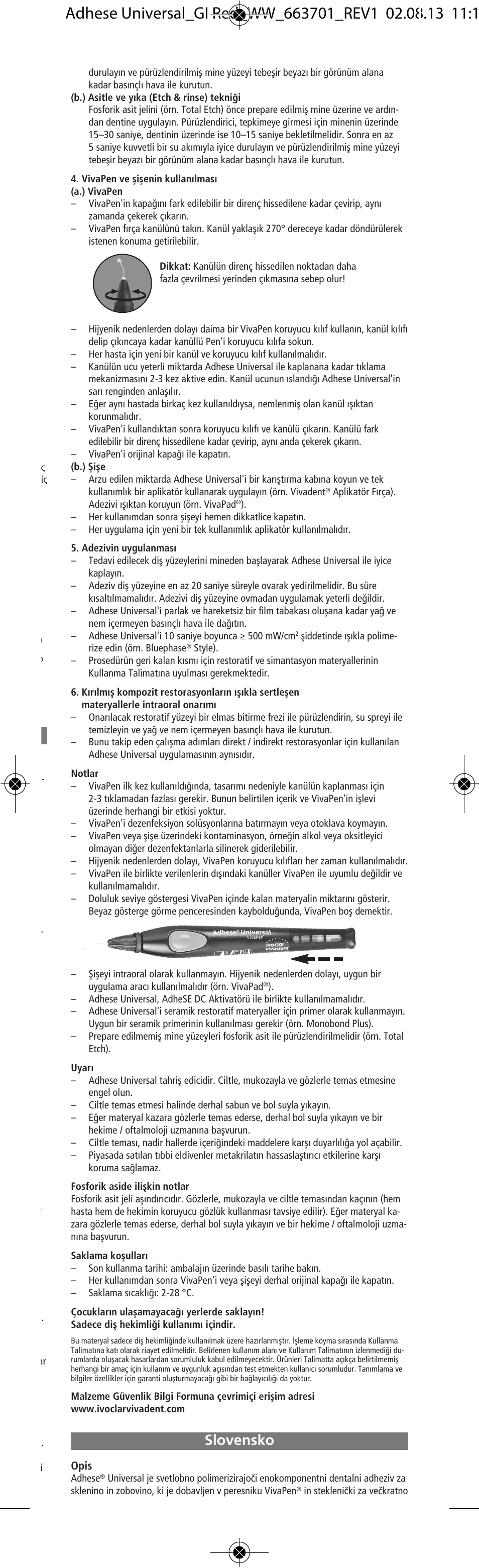 Slovensko | Ivoclar Vivadent Adhese Universal v.2 User Manual | Page 21 / 48