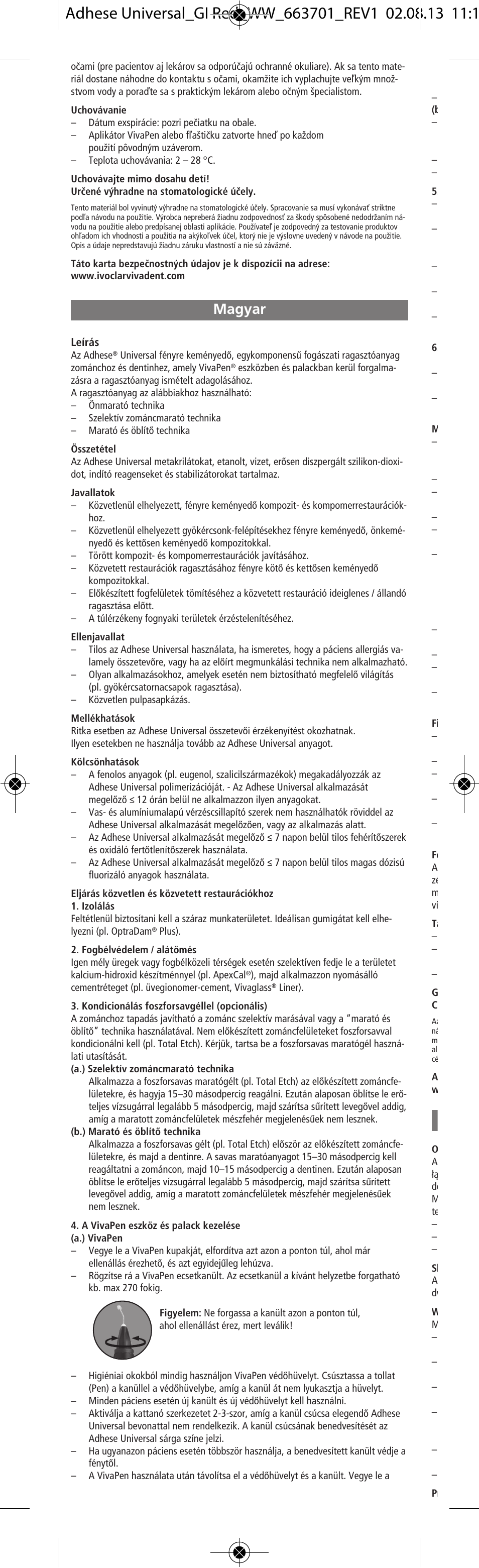 Magyar | Ivoclar Vivadent Adhese Universal v.2 User Manual | Page 28 / 48