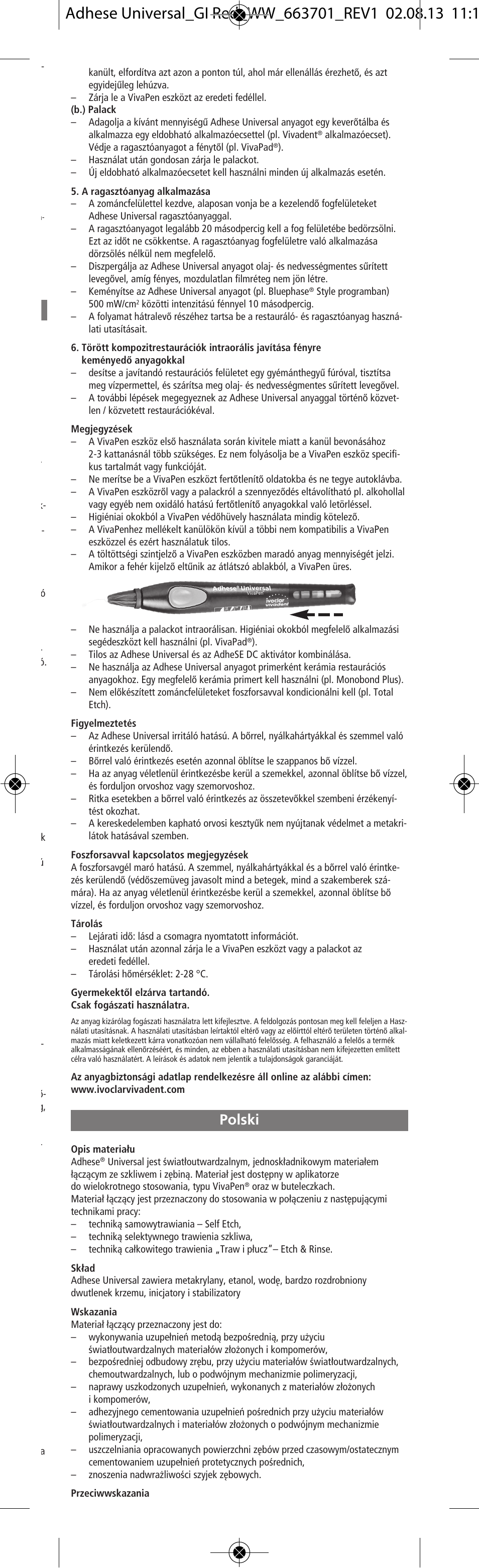 Polski | Ivoclar Vivadent Adhese Universal v.2 User Manual | Page 29 / 48