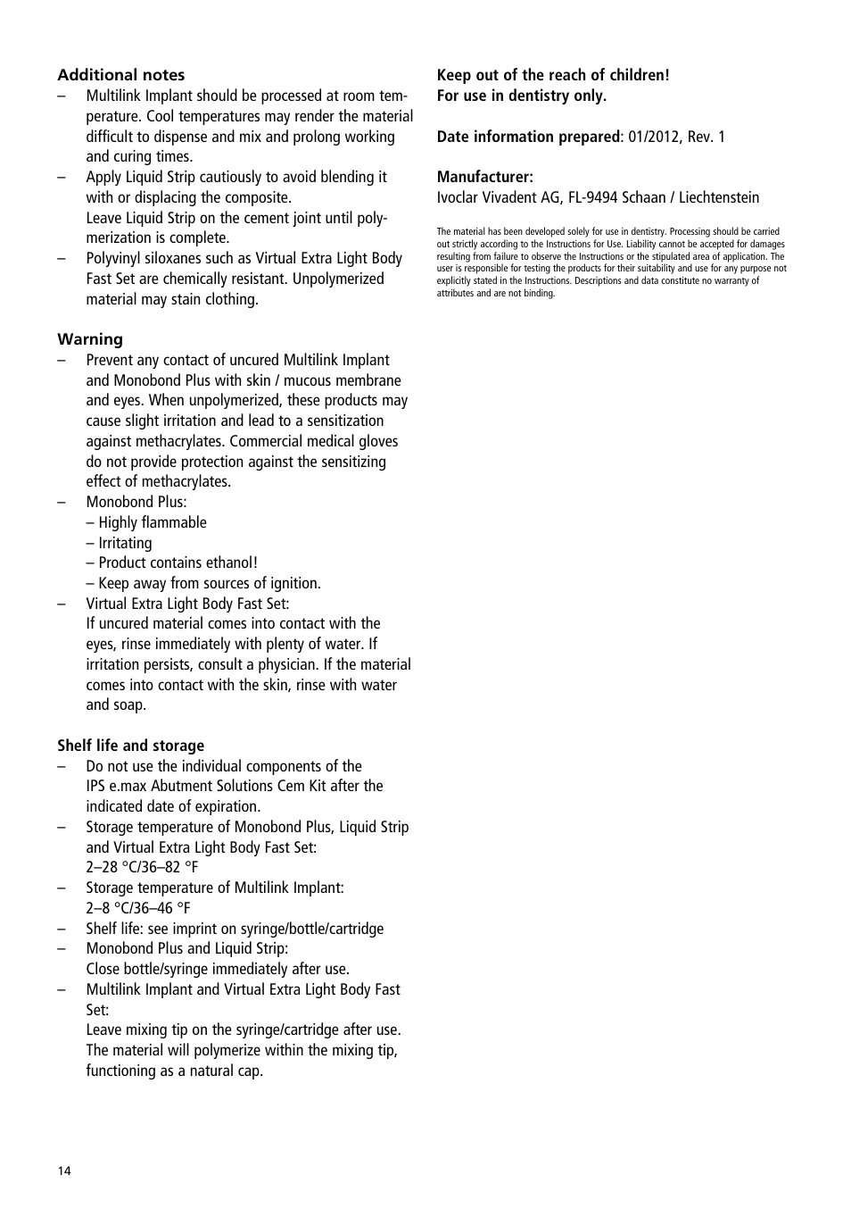 Ivoclar Vivadent IPS e.max Abutment Solutions Cem Kit v.3 User Manual | Page 14 / 80