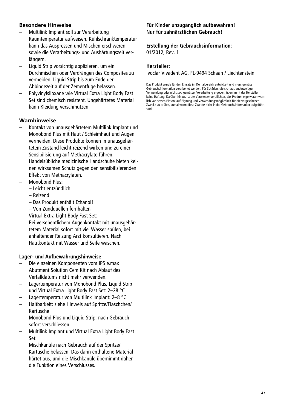 Ivoclar Vivadent IPS e.max Abutment Solutions Cem Kit v.3 User Manual | Page 27 / 80