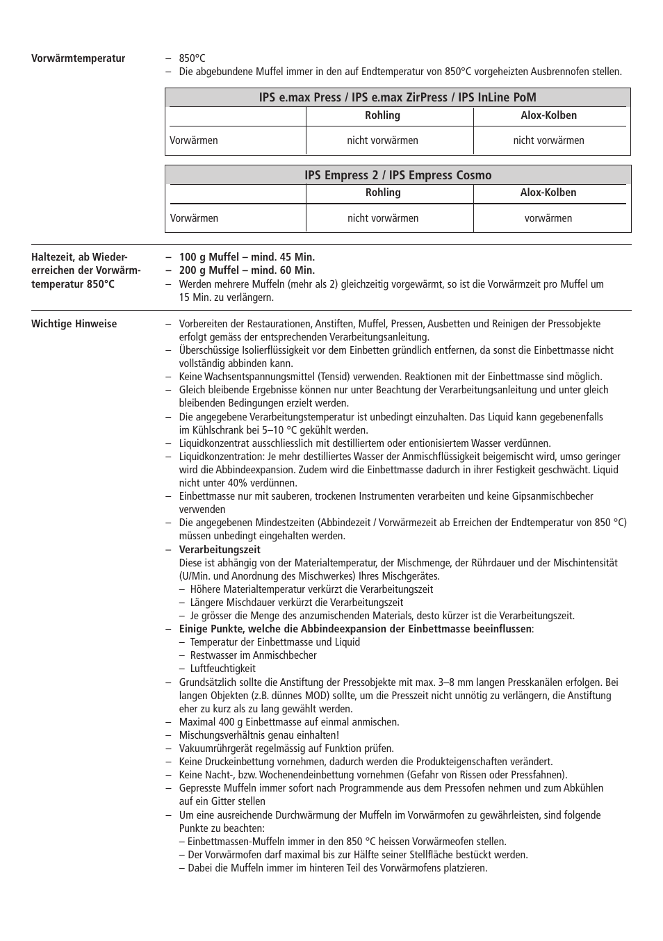 Ivoclar Vivadent IPS PressVEST Speed v.1 User Manual | Page 10 / 52