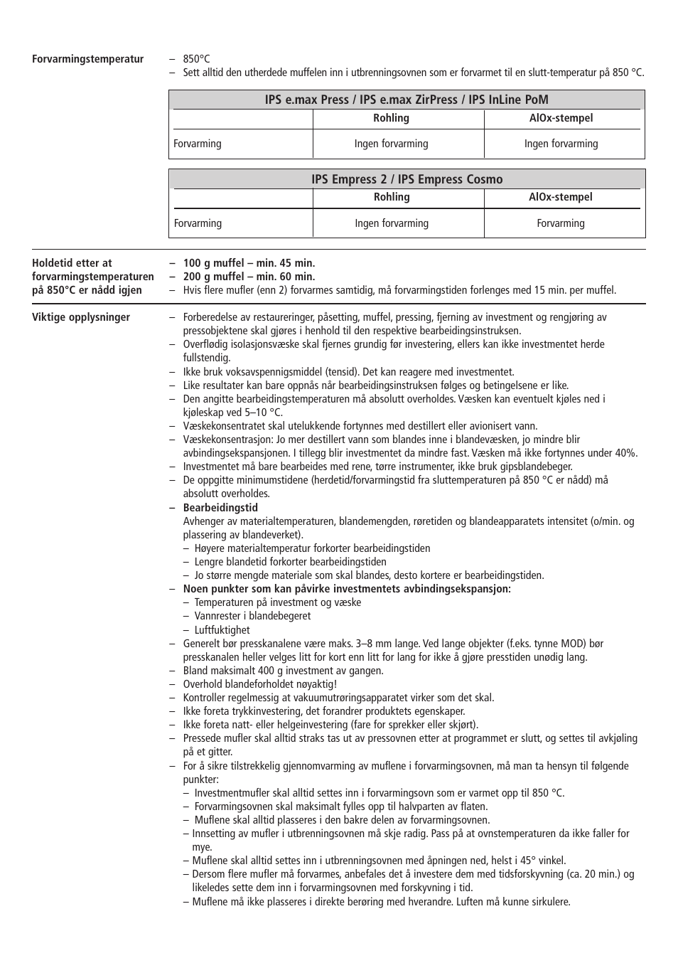 Ivoclar Vivadent IPS PressVEST Speed v.1 User Manual | Page 42 / 52