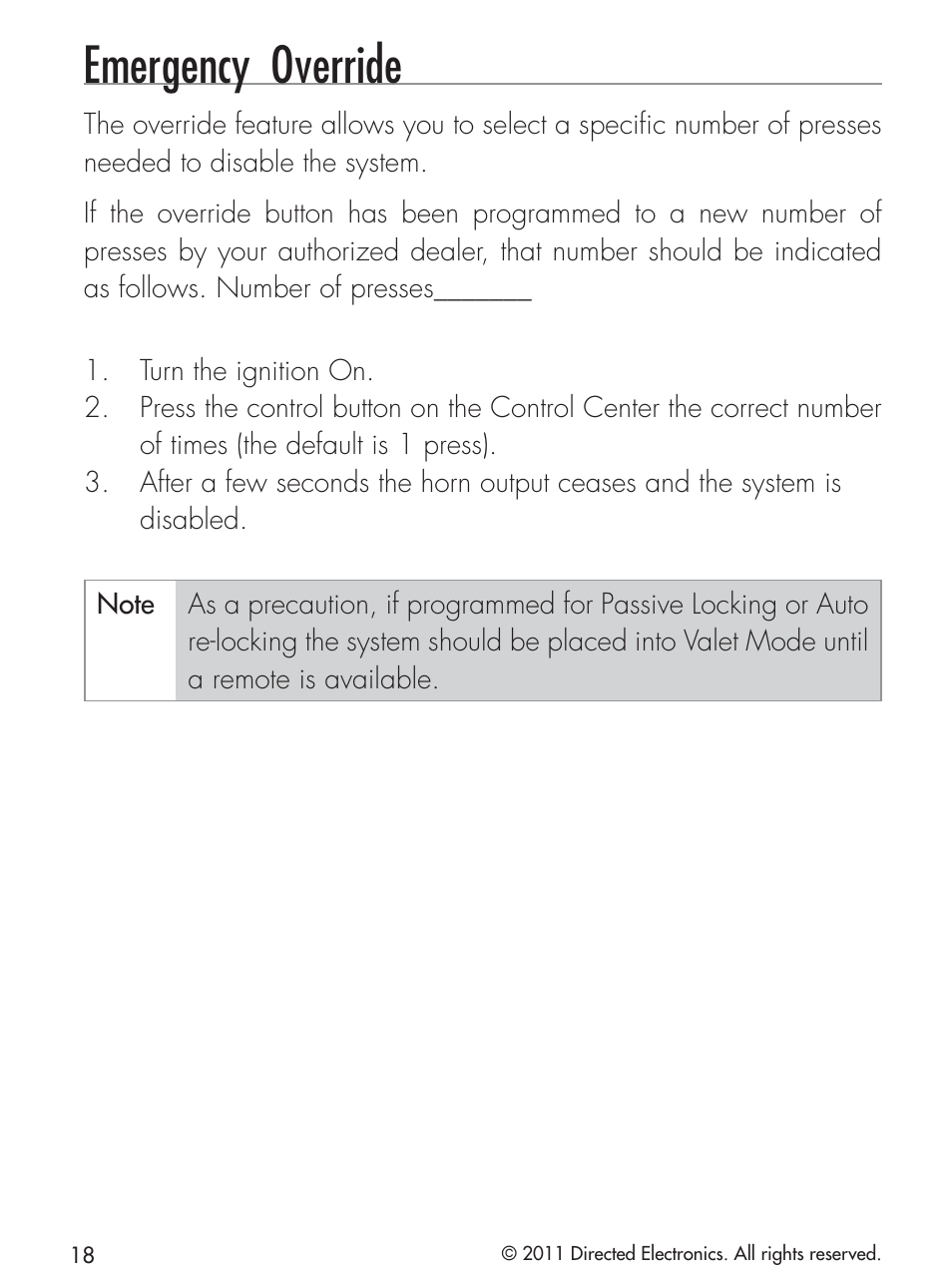 Emergency override | CLIFFORD 420.4X User Manual | Page 21 / 40
