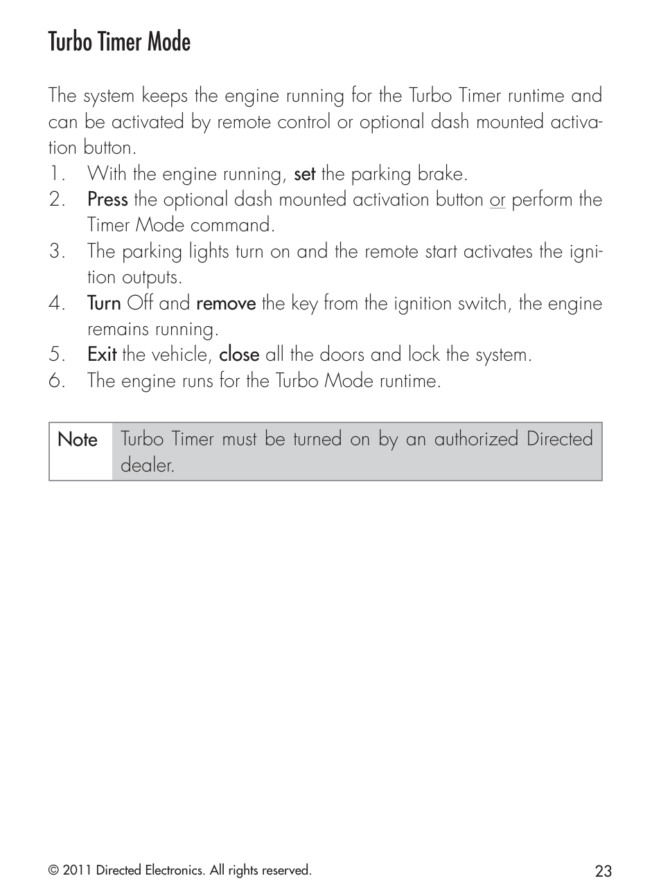 Turbo timer mode | CLIFFORD 420.4X User Manual | Page 26 / 40