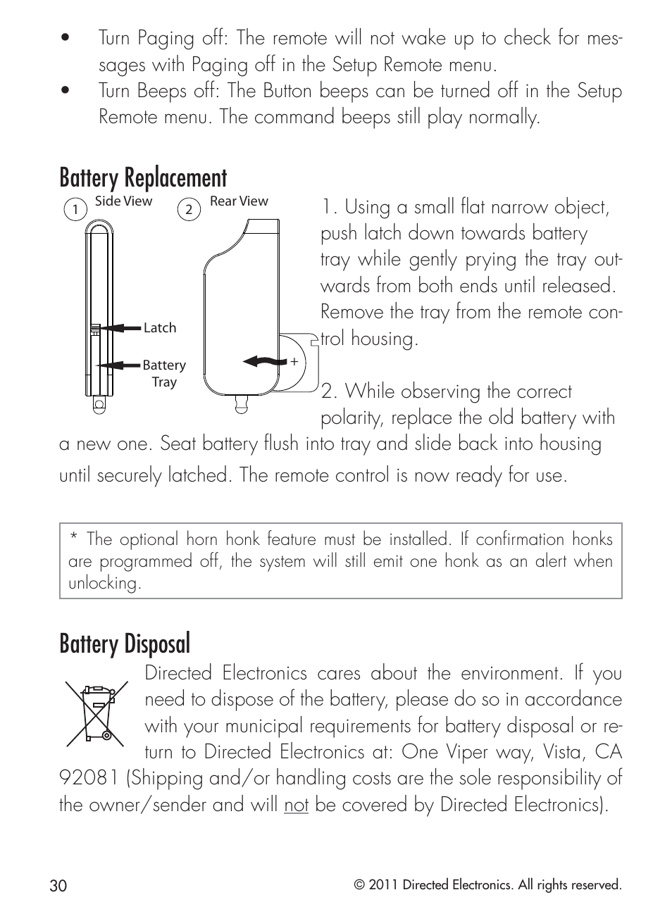 Battery replacement, Battery disposal | CLIFFORD 420.4X User Manual | Page 33 / 40