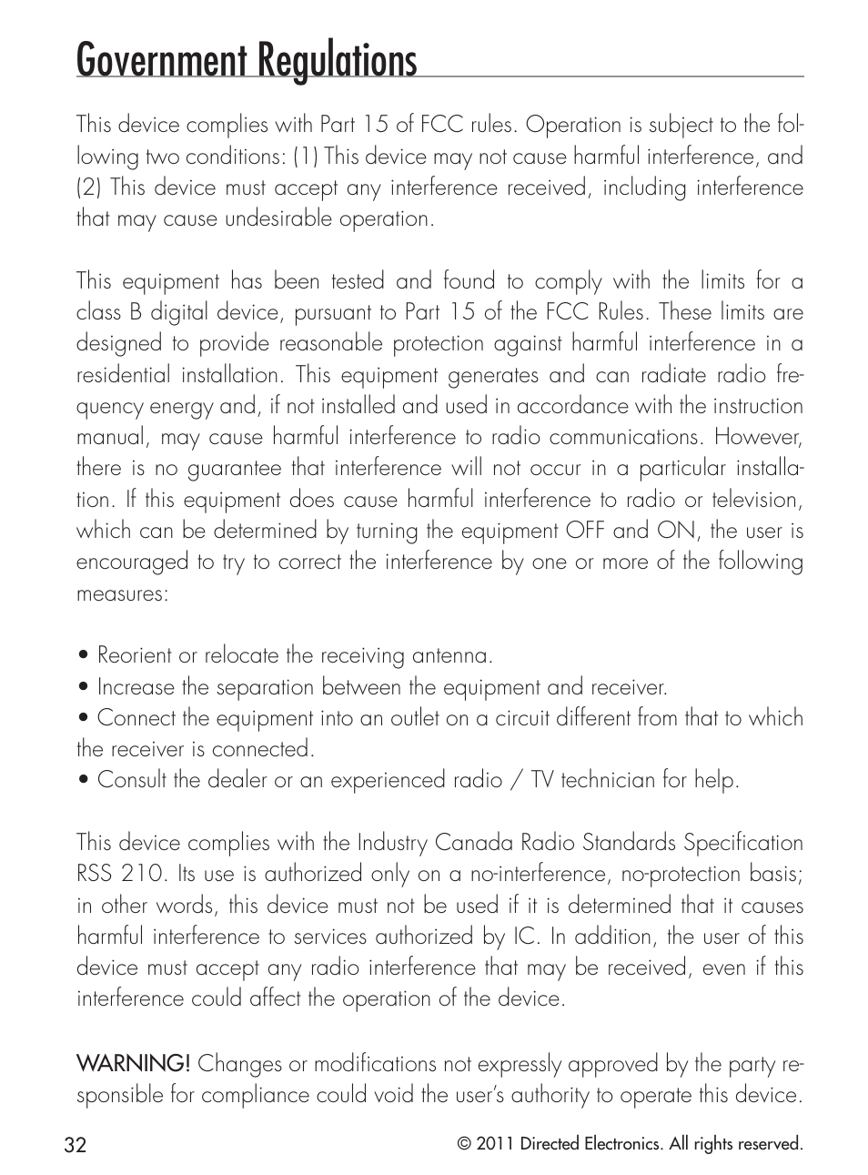 Government regulations | CLIFFORD 420.4X User Manual | Page 35 / 40