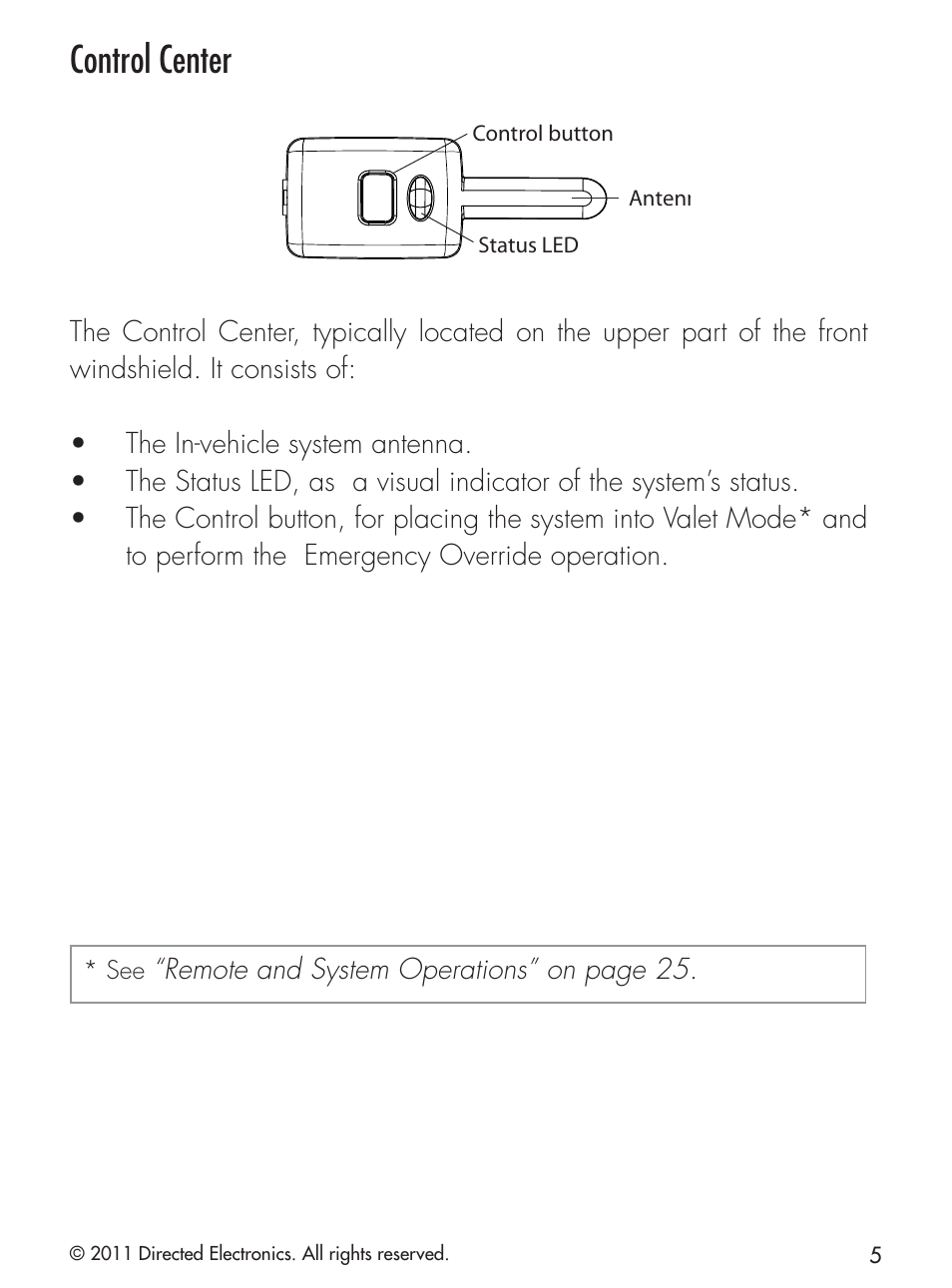 Control center | CLIFFORD 420.4X User Manual | Page 8 / 40