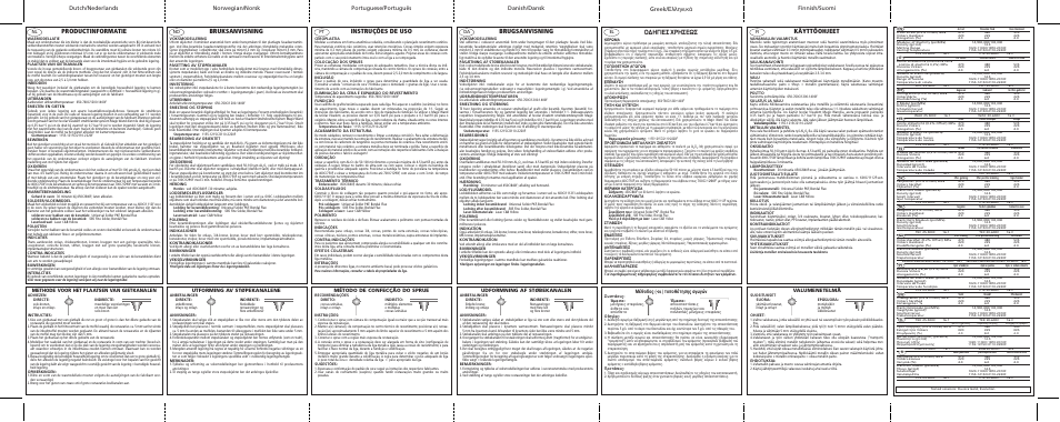 Productinformatie, Bruksanvisning, Instruções de uso | Brugsanvisning, Greek, Käyttöohjeet, Π∂™ ãƒ∏™eø, ª¤ıô‰ô˜ (-ôè) ùô ôı¤ùëûë˜ ·áˆáòó, Valumenetelmä, Udformning af støbekanalen | Ivoclar Vivadent BioUniversal v.2 User Manual | Page 2 / 2
