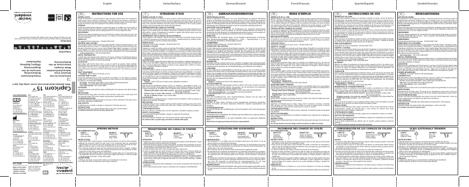 Ivoclar Vivadent Capricorn 15 v.2 User Manual | 2 pages