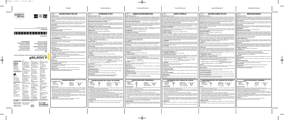 Ivoclar Vivadent IPS d.SIGN 96 v.2 User Manual | 2 pages