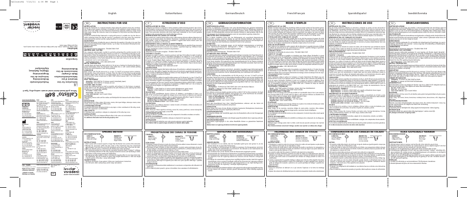 Ivoclar Vivadent Callisto 84 v.1 User Manual | 2 pages