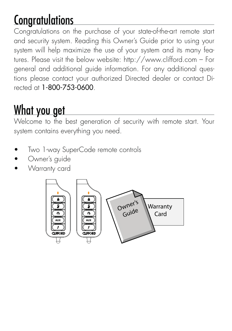 What you get | CLIFFORD Security System 510.4X User Manual | Page 2 / 41
