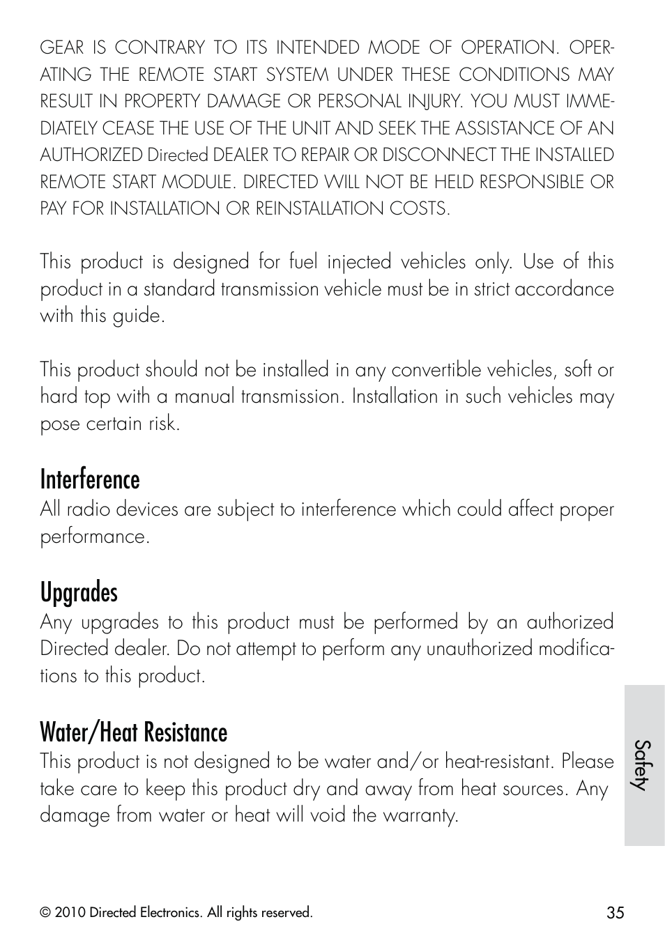 Interference, Upgrades, Water/heat resistance | CLIFFORD Security System 510.4X User Manual | Page 38 / 41