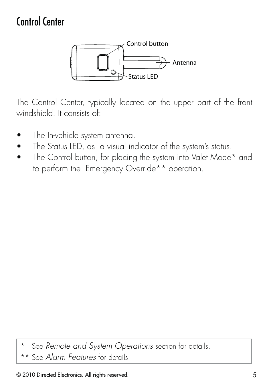 Control center | CLIFFORD Security System 510.4X User Manual | Page 8 / 41