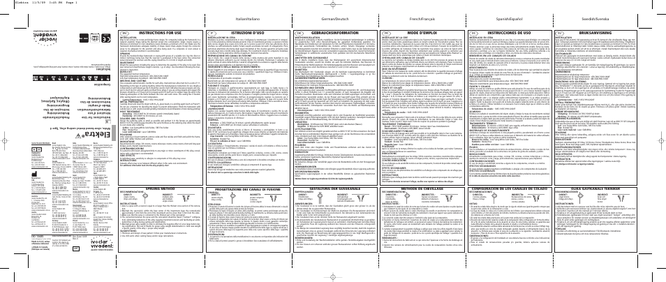 Ivoclar Vivadent Elektra v.1 User Manual | 2 pages