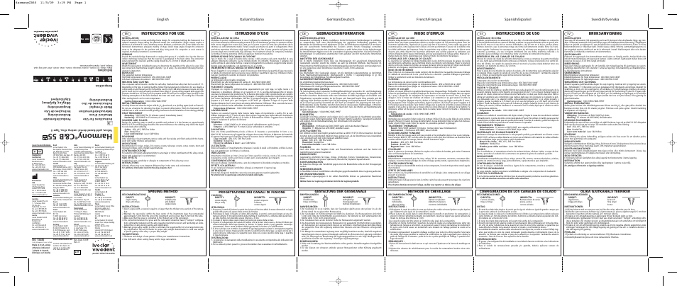 Ivoclar Vivadent Harmony C 55 v.1 User Manual | 2 pages