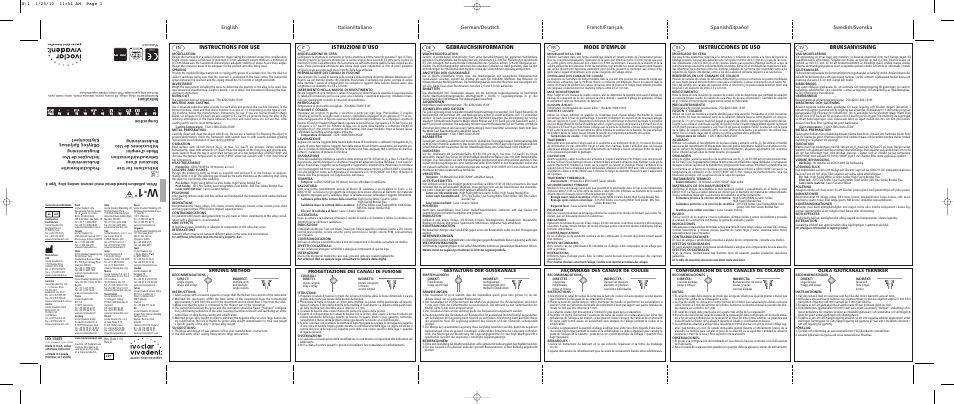 Ivoclar Vivadent W-1 v.1 User Manual | 2 pages