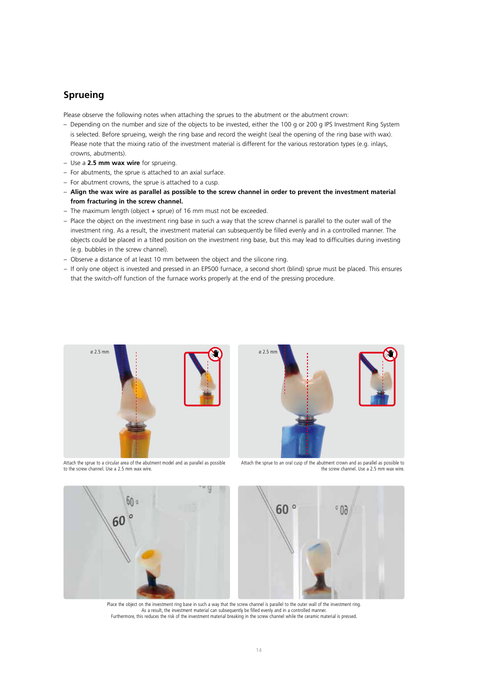 Sprueing | Ivoclar Vivadent IPS e.max Press Abutment Solutions v.2 User Manual | Page 14 / 56