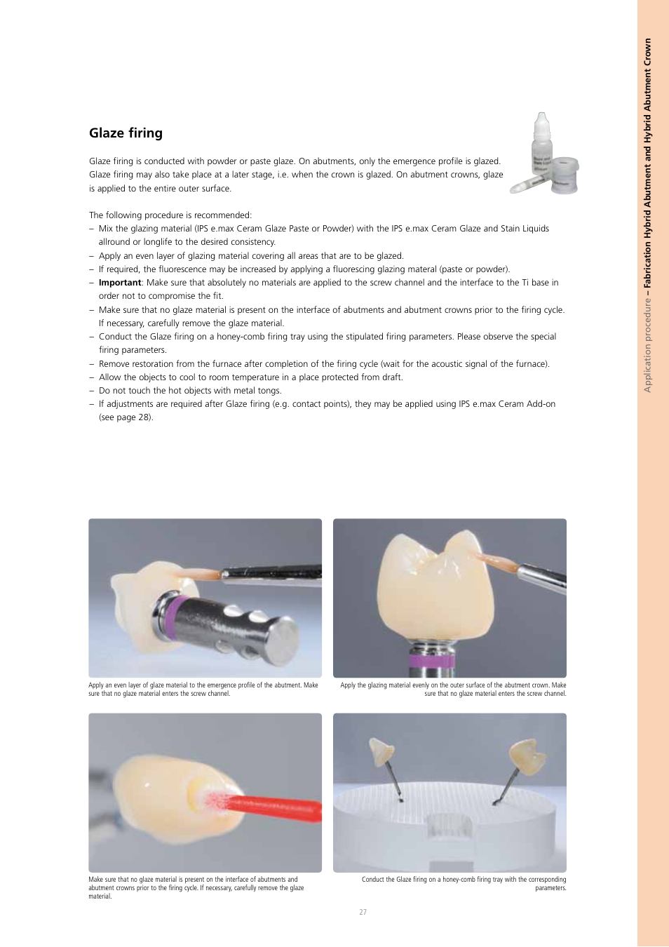 Glaze­firing | Ivoclar Vivadent IPS e.max Press Abutment Solutions v.2 User Manual | Page 27 / 56