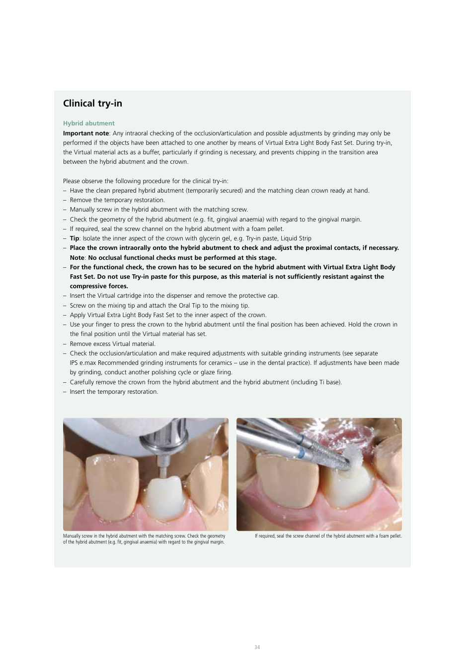 Clinical try-in | Ivoclar Vivadent IPS e.max Press Abutment Solutions v.2 User Manual | Page 34 / 56