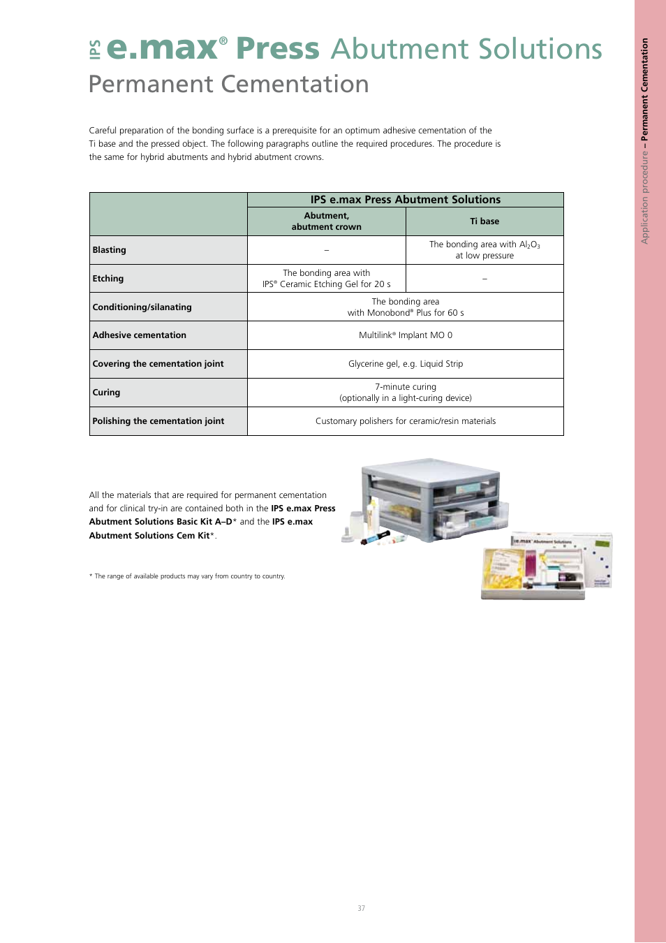 E.max, Press, Abutment solutions | Permanent cementation | Ivoclar Vivadent IPS e.max Press Abutment Solutions v.2 User Manual | Page 37 / 56