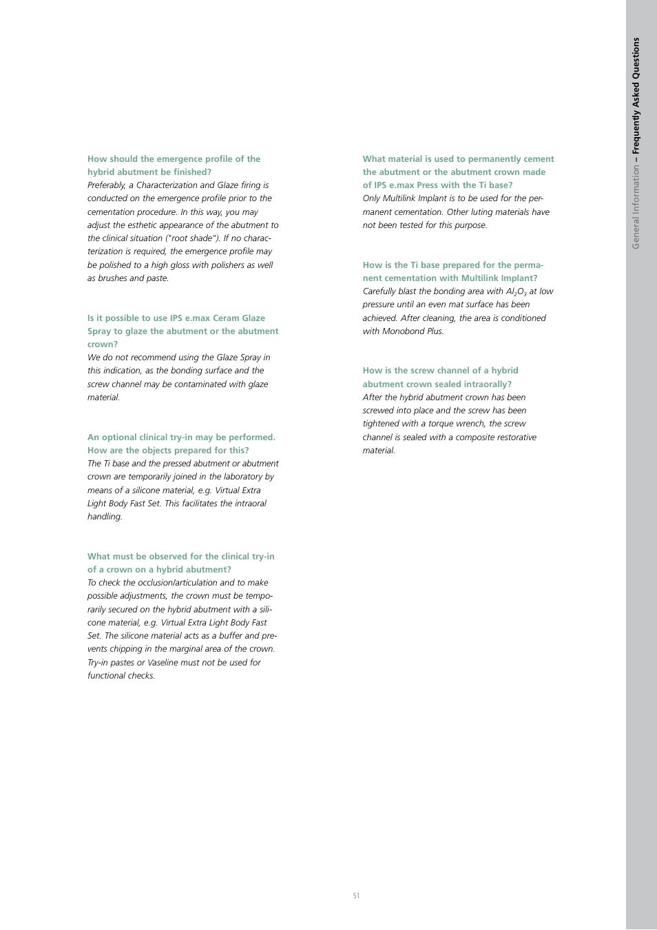 Ivoclar Vivadent IPS e.max Press Abutment Solutions v.2 User Manual | Page 51 / 56