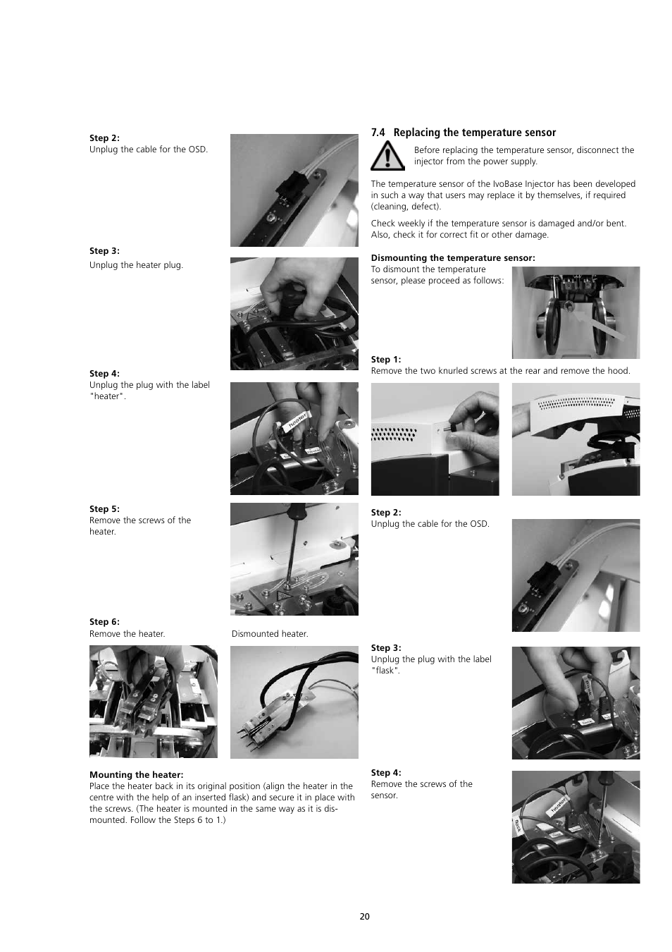 4 replacing the temperature sensor | Ivoclar Vivadent IvoBase Injector v.2 User Manual | Page 20 / 28
