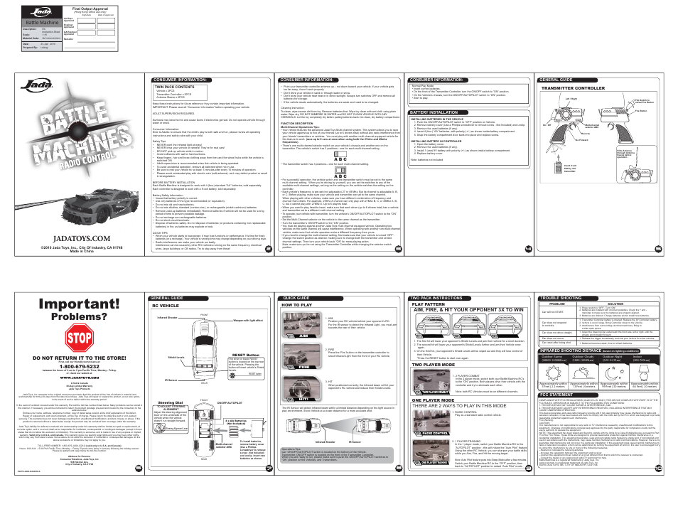 Jada Toys Battle Machine Mustang R/C User Manual | 1 page
