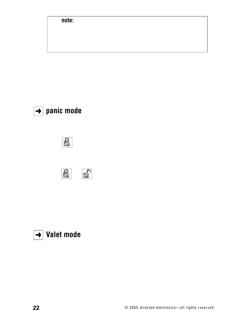 Panic mode, Valet mode | CLIFFORD RSX3.2 User Manual | Page 25 / 52