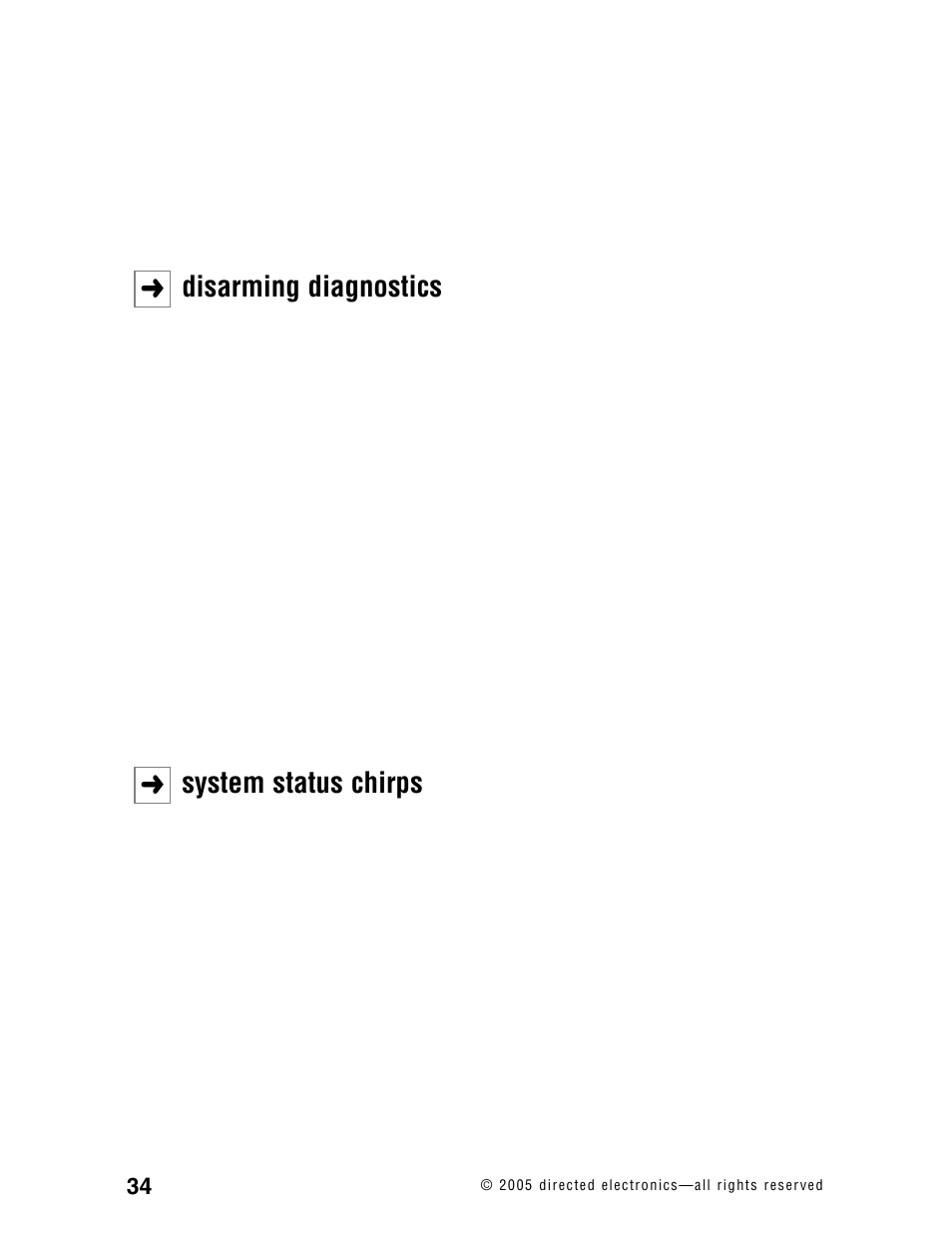 Disarming diagnostics, System status chirps | CLIFFORD RSX3.2 User Manual | Page 37 / 52