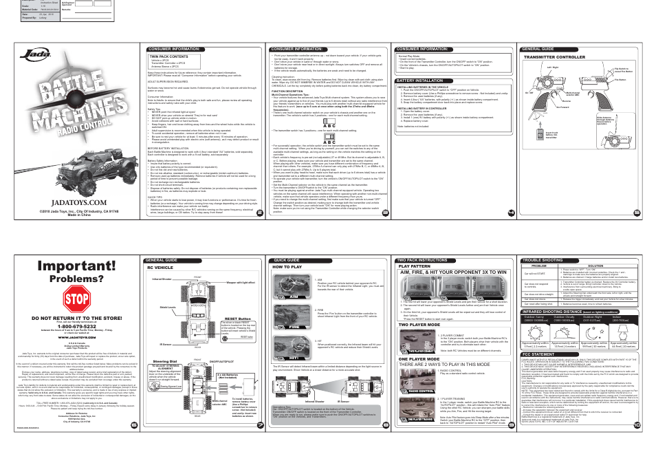 Jada Toys Battle Machines Truck User Manual | 1 page
