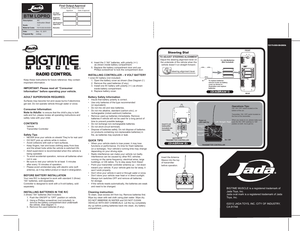 Jada Toys Big Time Muscle R/C User Manual | 1 page