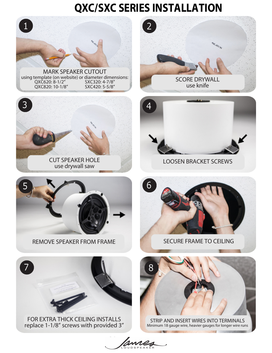 James Loudspeaker QXC SERIES User Manual | 2 pages