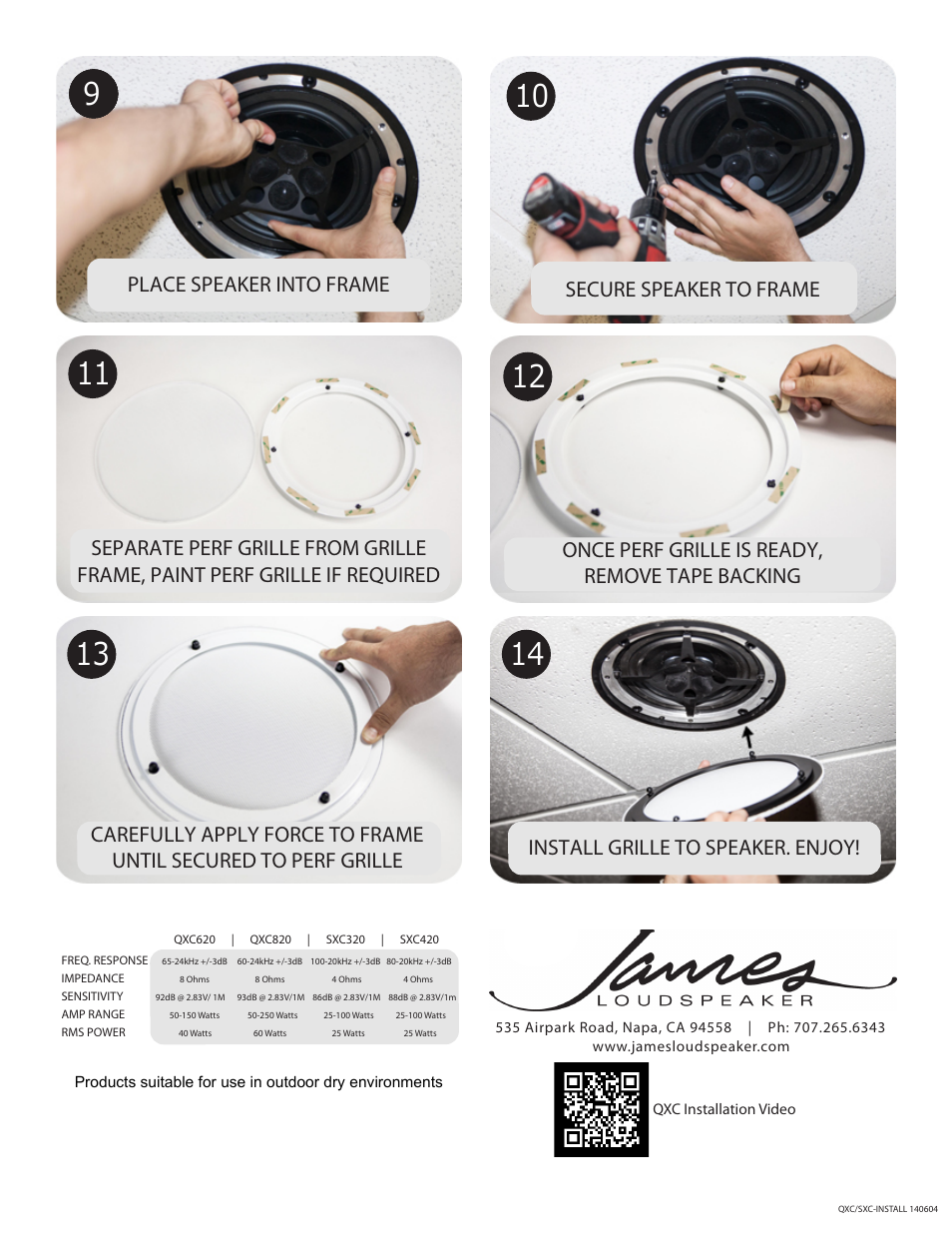 Place speaker into frame secure speaker to frame | James Loudspeaker QXC SERIES User Manual | Page 2 / 2