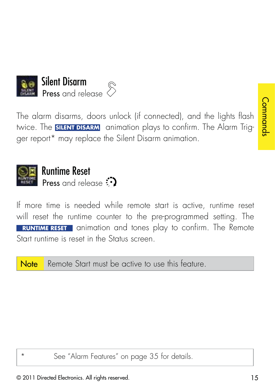 Silent disarm, Runtime reset | CLIFFORD 590.4X User Manual | Page 18 / 69