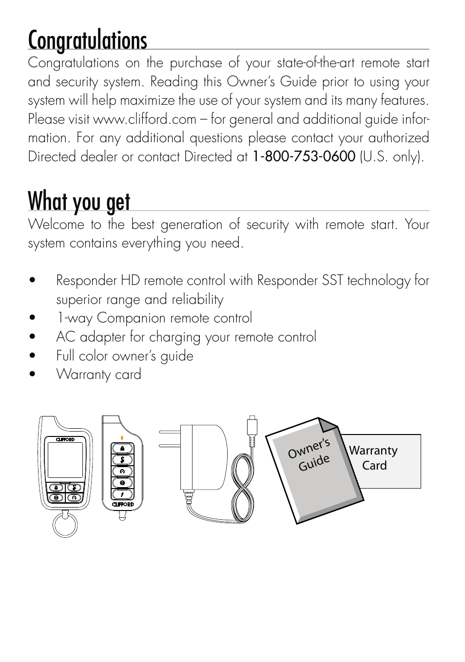 What you get | CLIFFORD 590.4X User Manual | Page 2 / 69