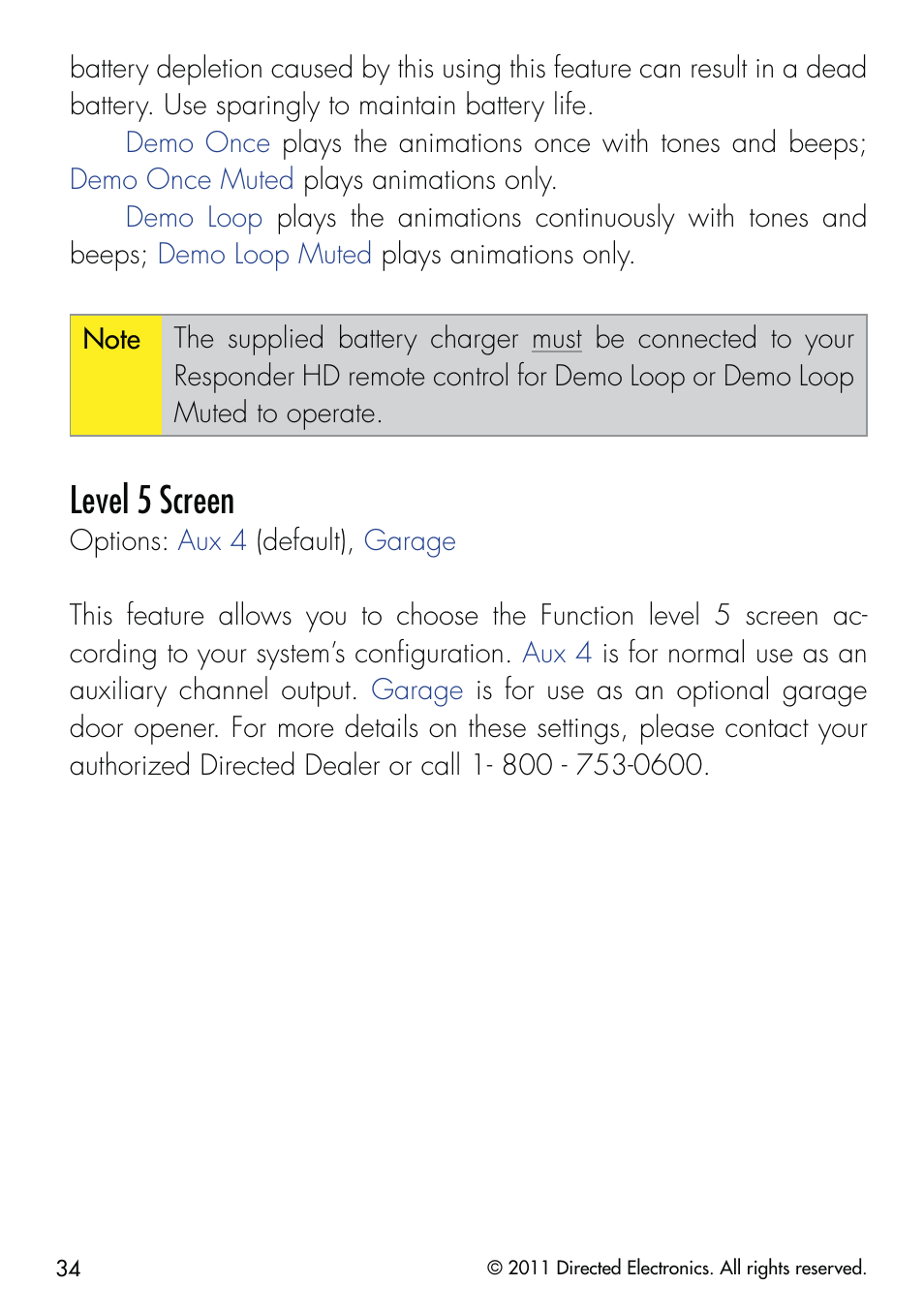 Level 5 screen | CLIFFORD 590.4X User Manual | Page 37 / 69
