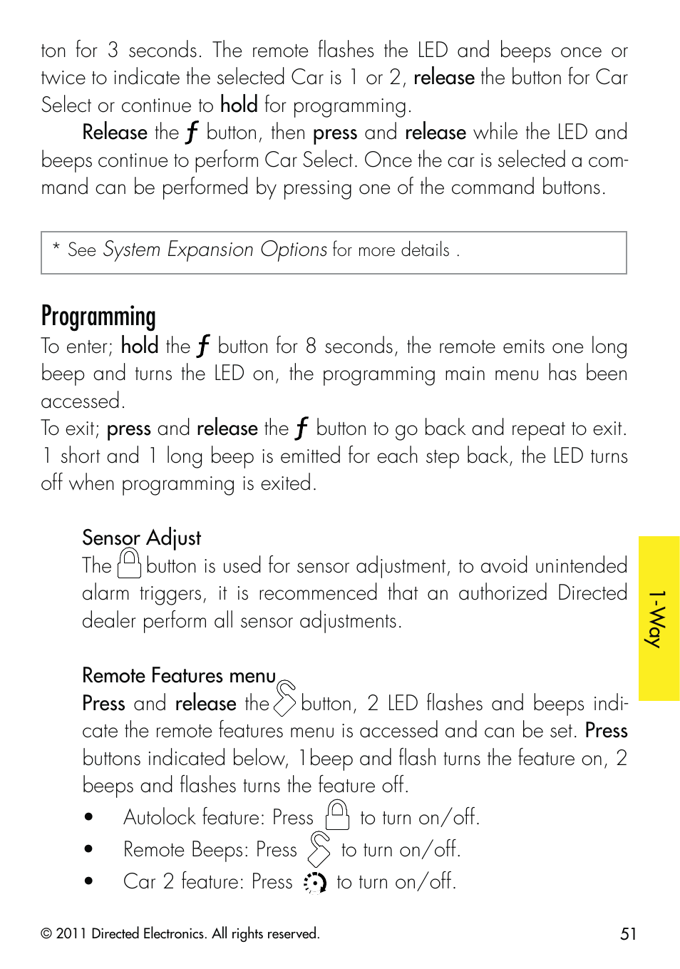 Programming | CLIFFORD 590.4X User Manual | Page 54 / 69