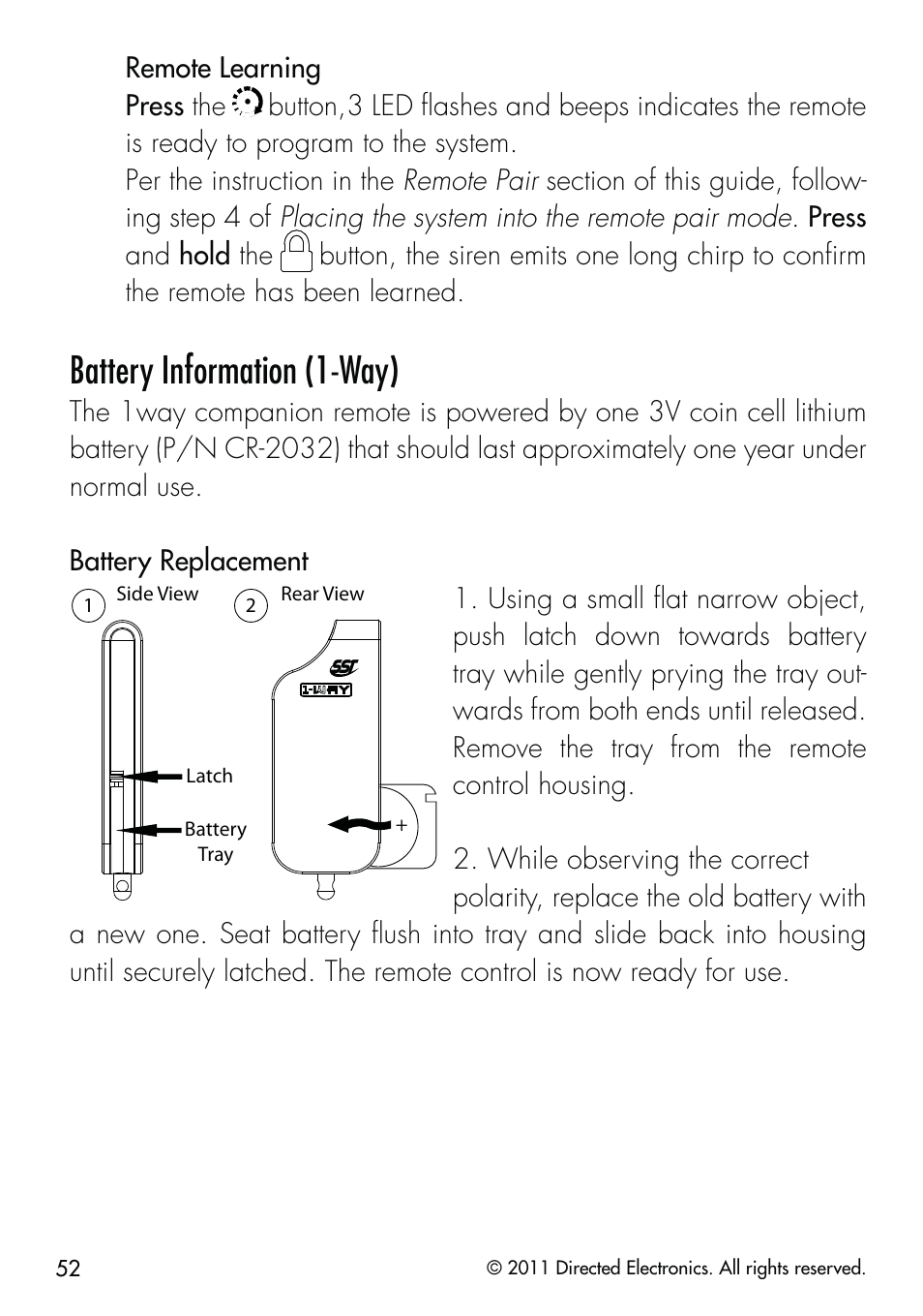 Battery information (1-way) | CLIFFORD 590.4X User Manual | Page 55 / 69