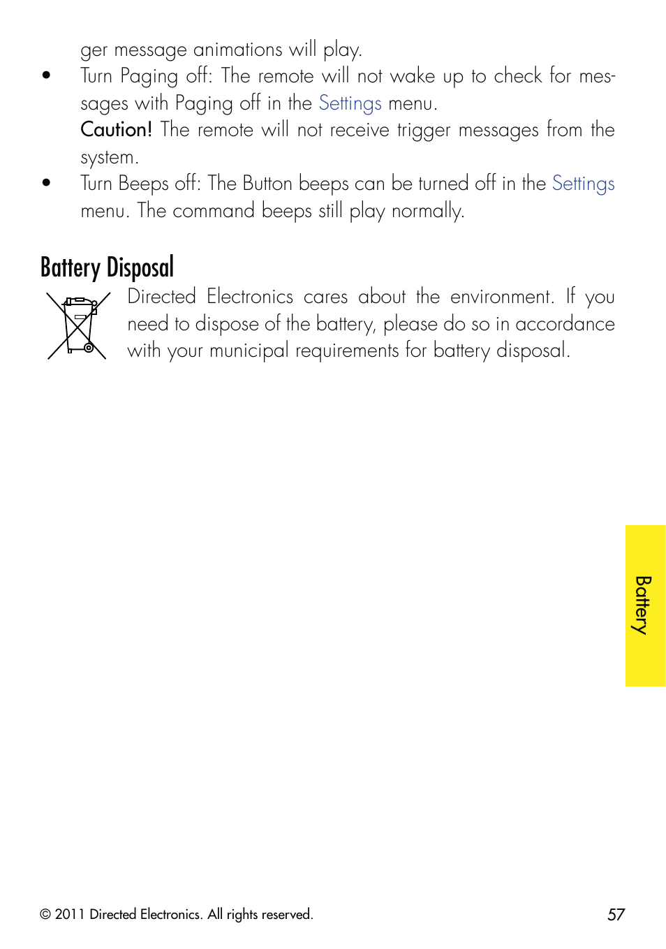 Battery disposal | CLIFFORD 590.4X User Manual | Page 60 / 69