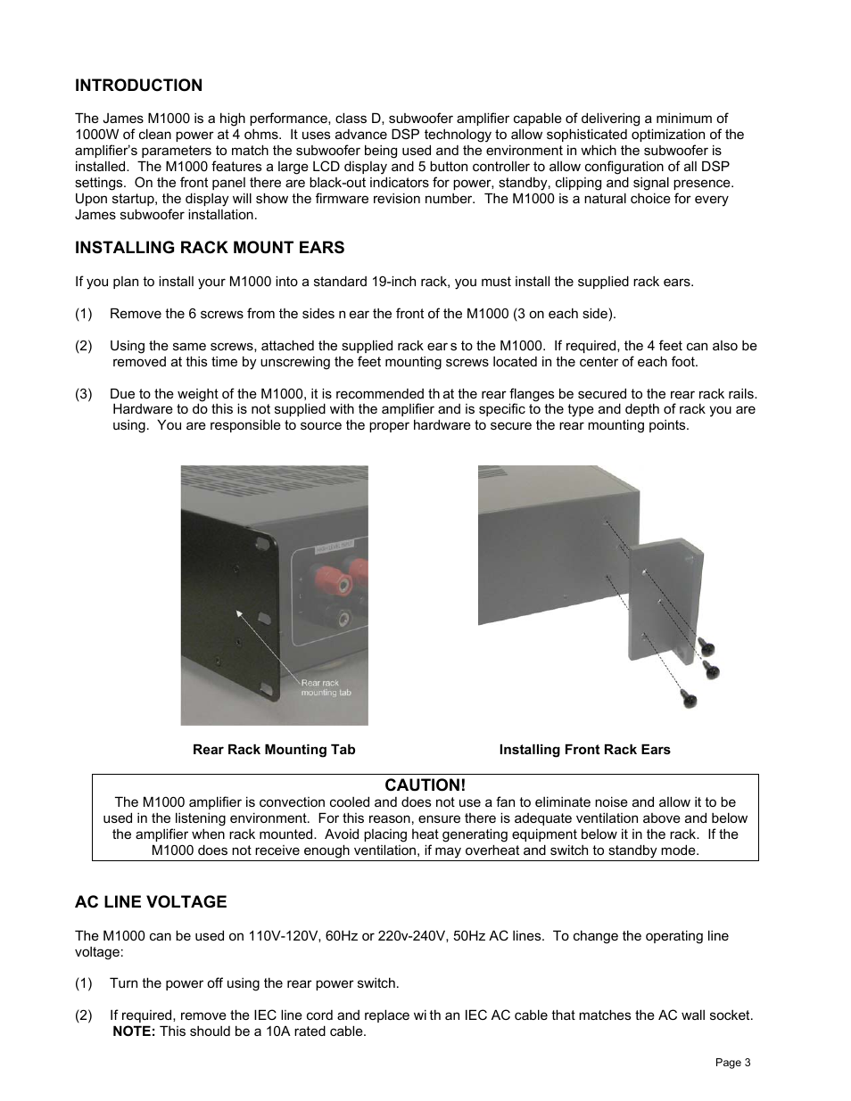 James Loudspeaker M1000 User Manual | Page 3 / 19
