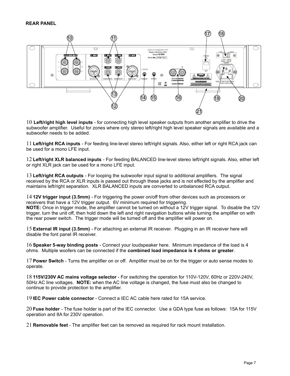 James Loudspeaker M1000 User Manual | Page 7 / 19