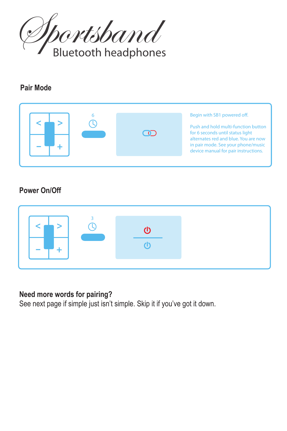 Sb1-usermanual-20100225-03, Sportsband, Bluetooth headphones | JayBird SB1 User Manual | Page 3 / 11